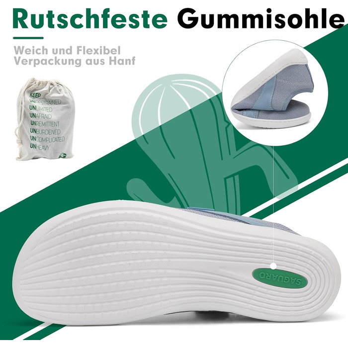 В'язані босижні черевики SAGUARO Unisex з широкою передньою частиною та без підйому, Luck Ⅰ, розмір 36-48 (38 EU, блакитний)