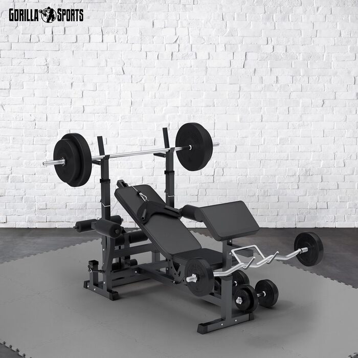 Набір захисних пазл-матів для підлоги GORILLA SPORTS, EVA-піна, 60x60x1.2 см, 16 шт (5.76 м²), протиковзкі килимки для фітнесу та тренувань, сірі