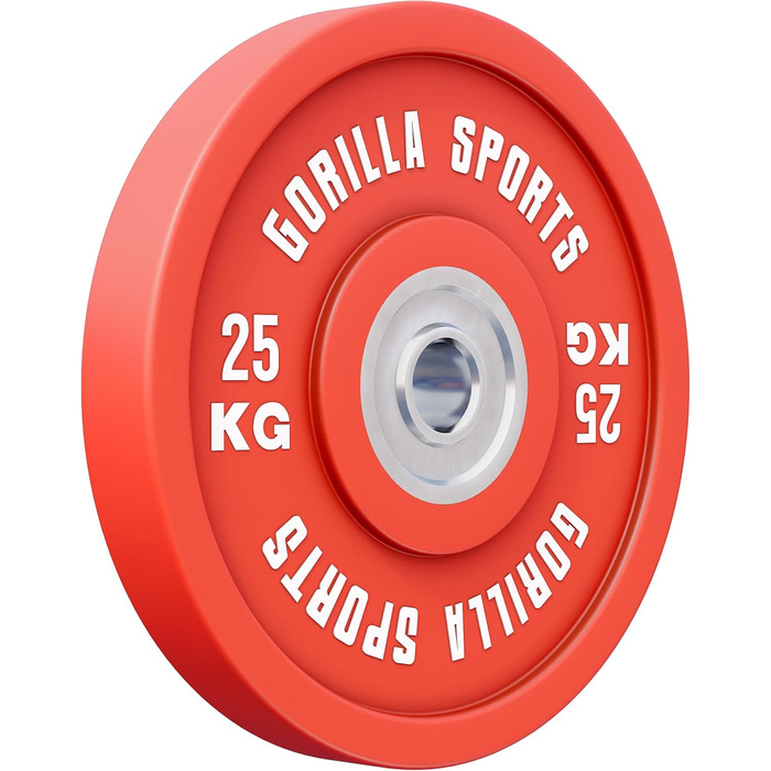 Бамперні диски GORILLA SPORTS 50 мм, гумовані, 5-25 кг – олімпійські вагові плити з чавуну для штанги