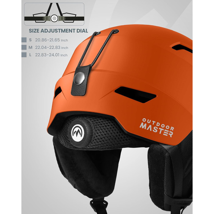 Гірськолижний шолом OutdoorMaster з маскою для дорослих, 12 вентиляційних отворів, матовий помаранчевий, розмір L (58-61 см), для лиж і сноуборду, унісекс