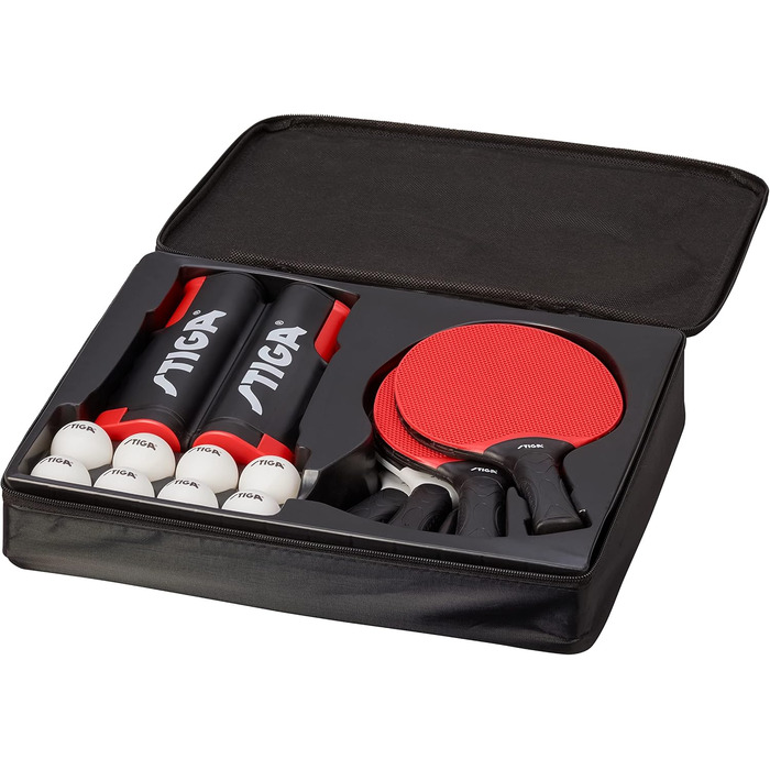 Набір для настільного тенісу STIGA Seasons Anywhere: 4 ракетки, 8 м'ячів, універсальна сітка, для гри в приміщенні та на вулиці, сімейний набір