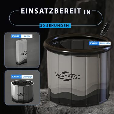 Зручна складана ванна для крижаних ванн | Ø80 x 75 см | Для спортсменів та дорослих | Ізольована крижана ванна (Сірий)