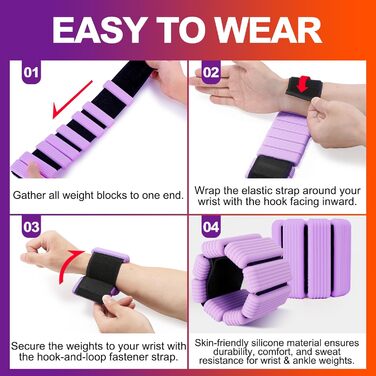 Набір манжет для ніг та рук (2 шт, по 0,5 кг) - фітнес, йога, пілатес, аеробіка, плавання, фітнес-аксесуар, Violett