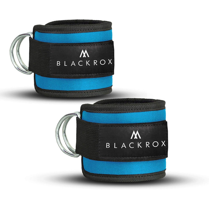 BLACKROX Манжети для ніг на кабельний тренажер, 2 шт, сині – щиколотки для тренувань у спортзалі, фітнесу, чоловіків і жінок