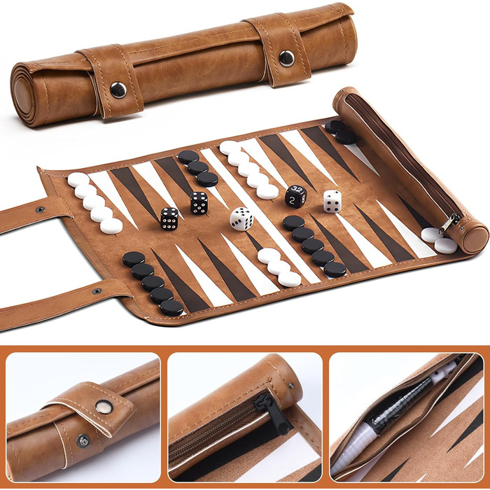 Набір для гри в шашки (бекґеммон) з масивного дерева - класична гра для сім'ї, подорожей та любителів стратегії, портативна та довговічна