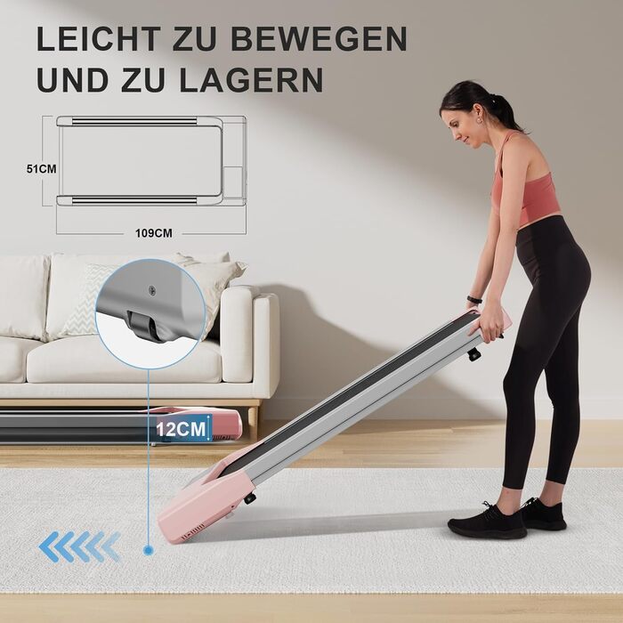DeerRun Walking Pad - біговий килимок для дому з інтегрованим столом та програмами тренувань. Макс. вага користувача 136/159 кг, керування через додаток
