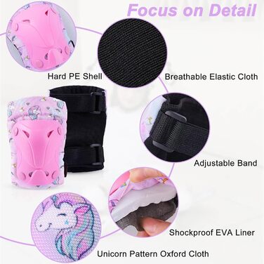 Дитячий шолом Unicorn Castle для дівчаток 3-8 років, комплект наколінників, рожевий