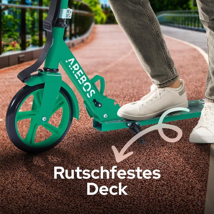 Самокат Arebos Cityroller для дітей і дорослих, складаний, регульований по висоті, XXL колеса, ремінь для перенесення, до 100 кг