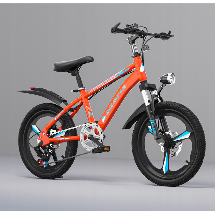 Дитячий велосипед 16 дюймів з дисковими гальмами, допоміжними колесами, амортизатором, захисним кожухом та LED-ліхтариком