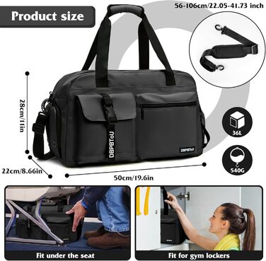 Спортивна сумка для жінок та чоловіків з відділенням для взуття та вологих речей, водонепроникна сумка для подорожей, тренувань, басейну та сауни (Чорна)