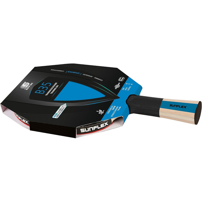 Sunflex Color COMP B35 ракетка для настільного тенісу, ITTF, синя накладка, для досвідчених гравців, вигнута ручка, для тренувань та хобі