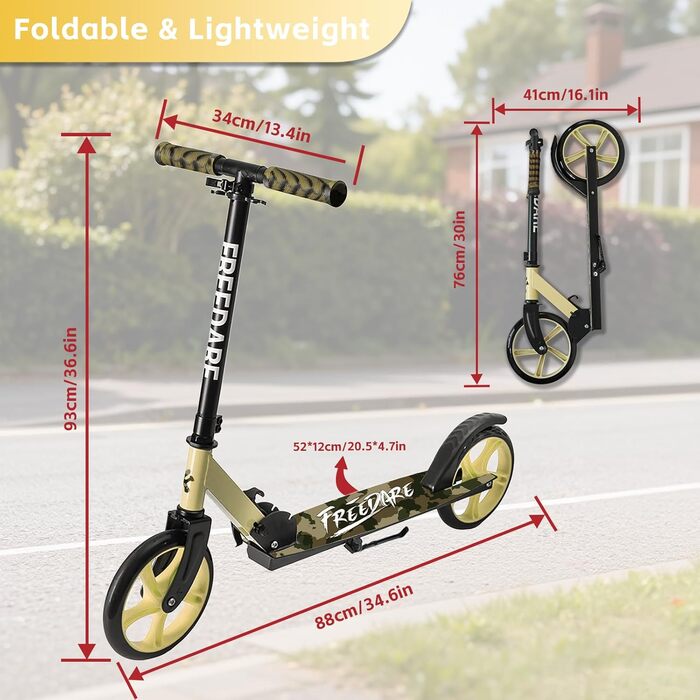 Самокат FREEDARE Cityroller для дітей та дорослих, складаний, колеса 200 мм, до 100 кг (Камуфляж)