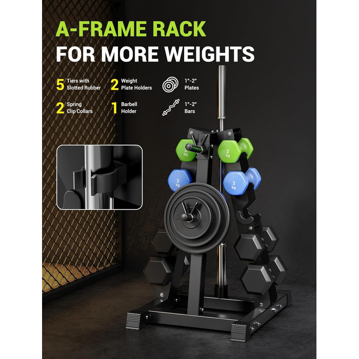 Стойка для гантелей Dripex на 3/5 рівнів, регульована, до 500 кг, сумісна з гантелями, гирями та штангами