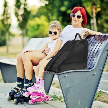 Сумка для роликових ковзанів для дітей, чорна. Зручні ручки та регульовані ремені. Ідеальна для хокею та фігурного катання.