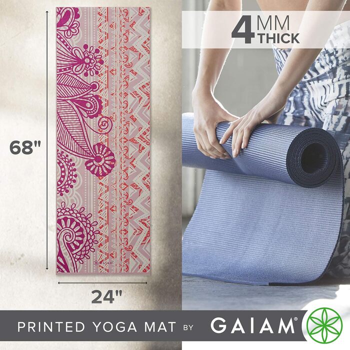 Двосторонній йога-мат Gaiam, нековзкий килимок для йоги, фітнесу, 6 мм