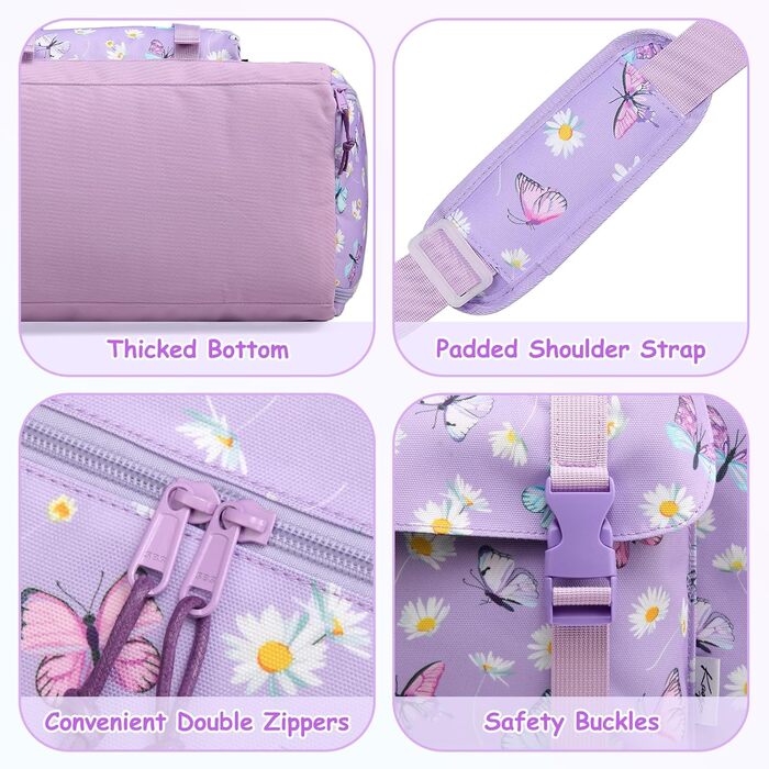 Спортивна сумка для дітей, дорожня сумка, мішок-сумка, спортивна сумка для плавання, для хлопчиків та дівчаток, водовідштовхувальна, з відділенням для взуття (фіолетовий метелик)