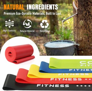 Еластичні гумки для фітнесу: набір для всього тіла, силові тренування, жінкам та чоловікам, 5 шт. (4,5–18,1 кг)