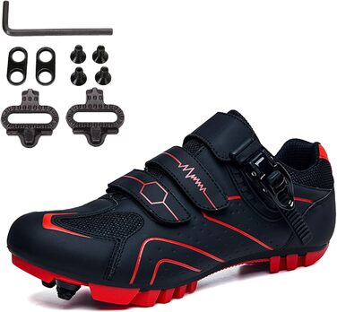 Чоловічі велотуфлі MTB для катання по бездоріжжю, сумісні з SPD, для їзди в приміщенні та на вулиці, з швидкою шнурівкою (47 EU, C)