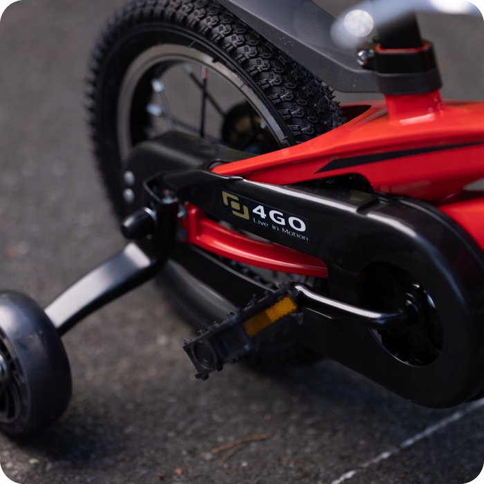 Дитячий велосипед 16 дюймів із бічними колесами, червоний