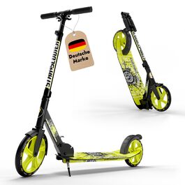 Самокат STAR Scooter алюмінієвий, для дітей та дорослих (6+ років), колеса 205мм, чорно-зелений, з великою платформою