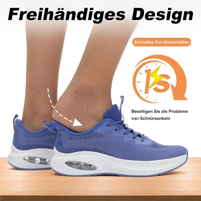 Жіночі кросівки ZYEN для широкої стопи: спортивні, дихаючі, легкі та зручні (43 EU, повний синій)