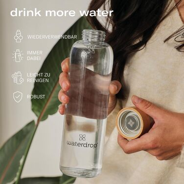 Набір для школяра waterdrop®: дитяча пляшка 600 мл з чорного матового скла, 18 безцукрових фруктових кубиків, герметична, підходить для газованої води
