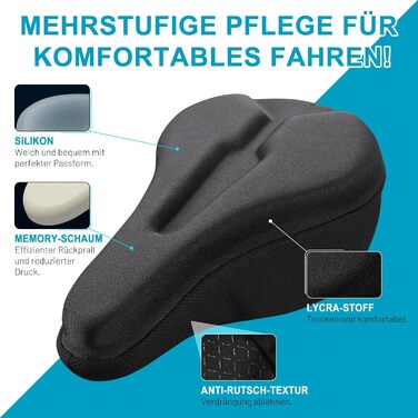 Покриття для велосипедного сидіння з двошаровою піною Memory Foam, ергономічне крісло для велосипеда, для жінок та чоловіків. Підходить для більшості велосипедів. Будь ласка, виміряйте сидіння перед покупкою. Похибка не більше 1,5 см (YG52)