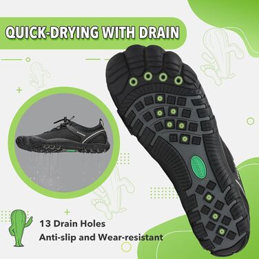 Аквашузи SAGUARO Unisex (чорні) 36-48 EU: Швидковисихаючі водонепроникні тапочки для басейну та пляжу