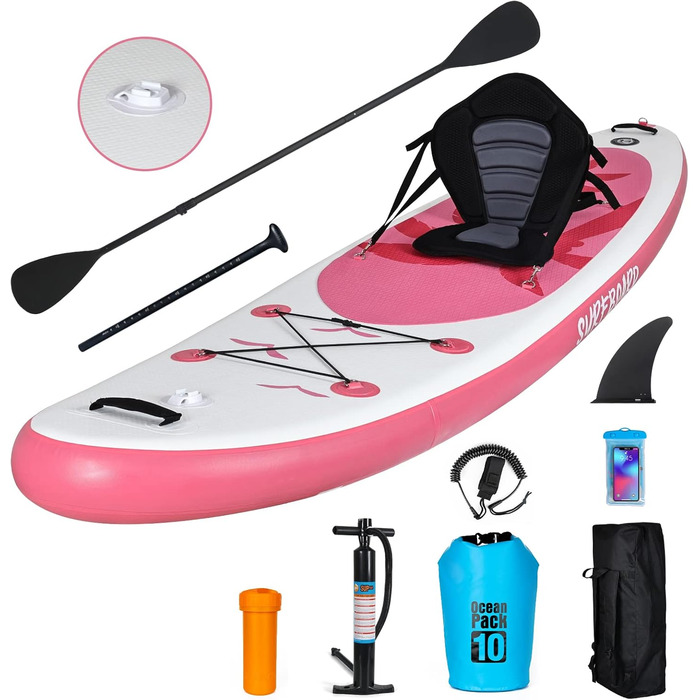 Надувна SUP-дошка ZealWe 320/335 см з повним комплектом: весло, сидіння, рюкзак, насос, для серфінгу та веслування, до 150 кг