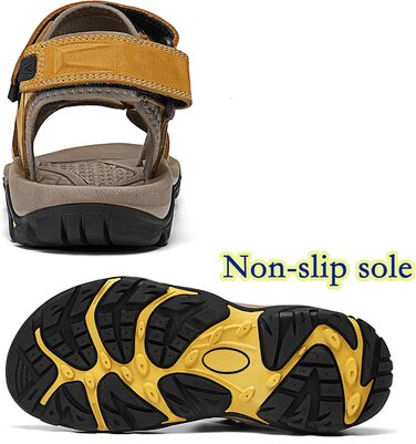 Чоловічі сандалі з натуральної шкіри для піших прогулянок та відпочинку на пляжі. Літні сандалі для туризму та активного відпочинку (41 EU, жовті)