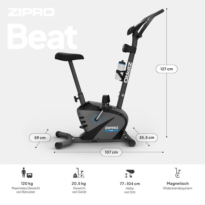 Велотренажер Zipro Beat RS магнітний для дому до 120 кг, фітнес-байк, ергометр