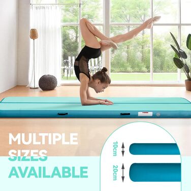 AirTrack мат з електричним насосом, 10-60 см заввишки, 2-5 м завдовжки. Килимок для гімнастики, йоги, кемпінгу, тренувань (зелений+синій, 300x100x10 см)