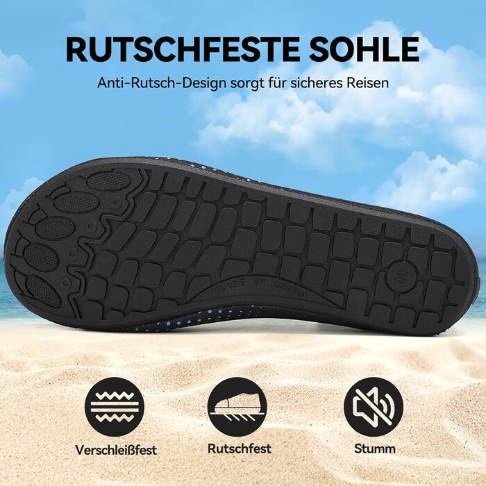 Водні шкарпетки для жінок та чоловіків: шкарпетки для плавання, аквашузи, шкарпетки для пляжу, унісекс, блакитний колір, розмір 43 EU, принт 