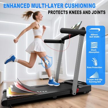 Бігова доріжка Laufband для дому складана з мотором 3.0 к.с., 1-12 км/год, 12 програм, Bluetooth, LED-дисплей, для офісу та фітнесу, макс. 12 км/год