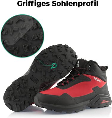 Черевики для трекінгу жіночі/чоловічі, теплі, для піших прогулянок, чорні/зелені (45 EU, чорні/червоні)