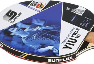 Професійна ракетка для настільного тенісу Sunflex YIU Kwan, ITTF сертифікований накладка Mikado 2,1 мм, увігнута ручка, для змагань, для клубних гравців
