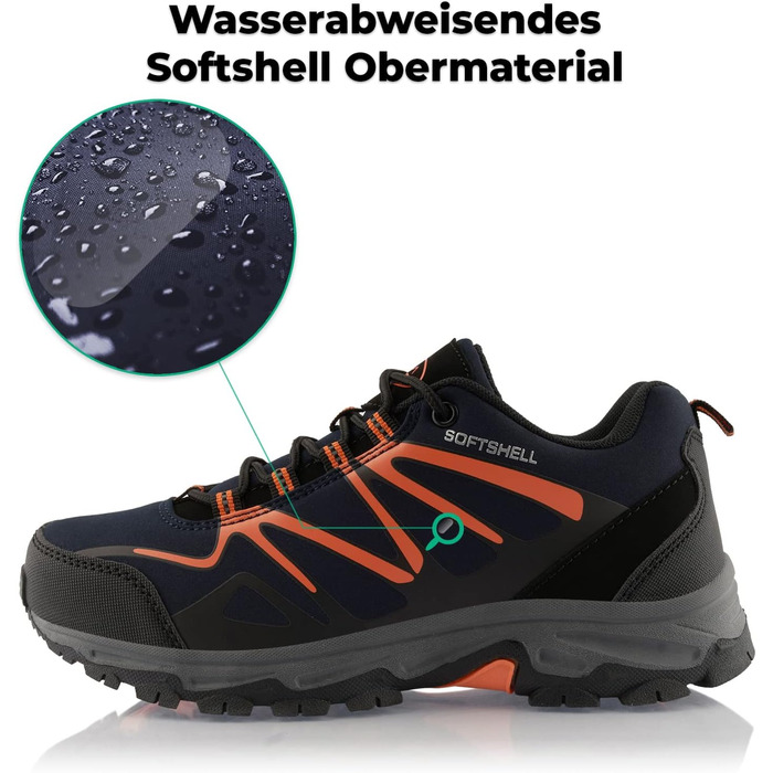 Черевики для піших прогулянок для жінок та чоловіків, трекінгові черевики, дихаючі, чорно-зелені (37 EU, темно-синьо-помаранчеві)