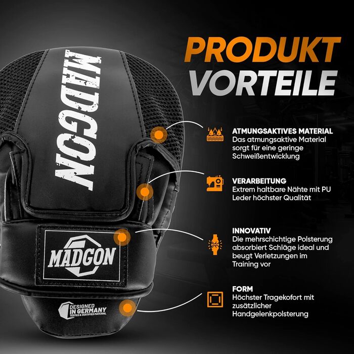 MADGON Боксерські рукавички-лапи для ударів, 1 пара, чорно-білі, для боксу, MMA, кікбоксингу, тхеквондо