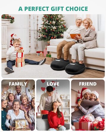 Масажер для ніг Medcursor з підігрівом, глибокий масаж, зняття напруги м'язів та стоп, багатоступеневі налаштування та регульована інтенсивність для дому та офісу (Чорний)