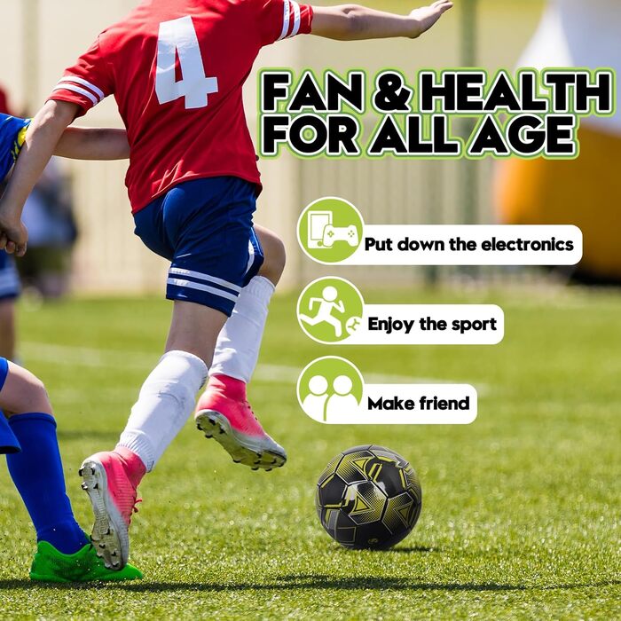 М'яч для футболу розмір 5 з насосом, шкіряний, унісекс, для дорослих та дітей, для гри в приміщенні та на вулиці, чорний