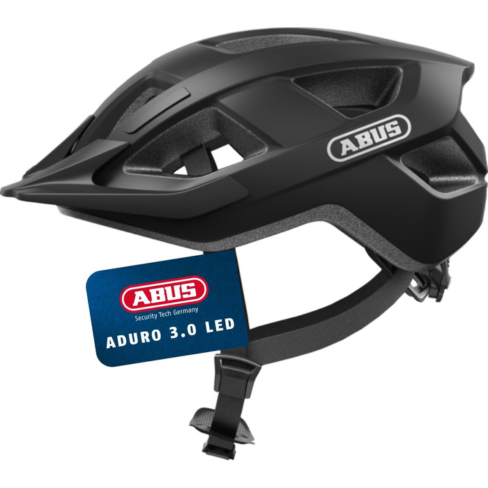 ABUS Aduro 3.0 LED - Шолом для велосипеда, чорний (Velvet Black), 58-62 см