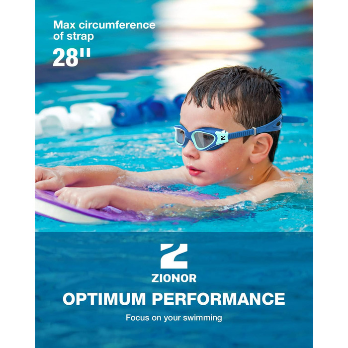 Дитячі окуляри для плавання ZIONOR G1MINI, поляризовані/не поляризовані, антитуманні, захист від УФ, для дівчаток та хлопчиків (6-14 років), колір BlueGreenClear