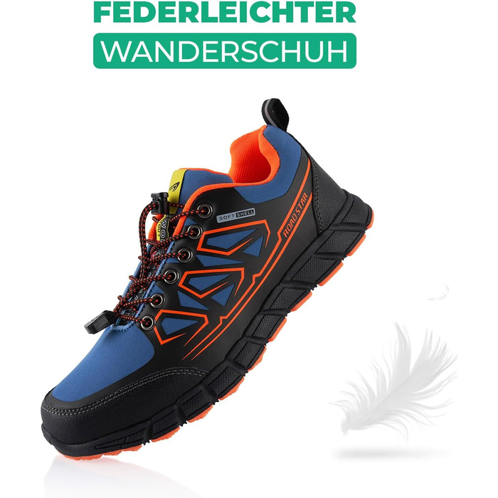 Черевики для трекінгу та трейлраннінгу Softshell для жінок та чоловіків. Синьо-зелені черевики для піших прогулянок та бігу по пересіченій місцевості (41 EU, Синьо-оранжевий)