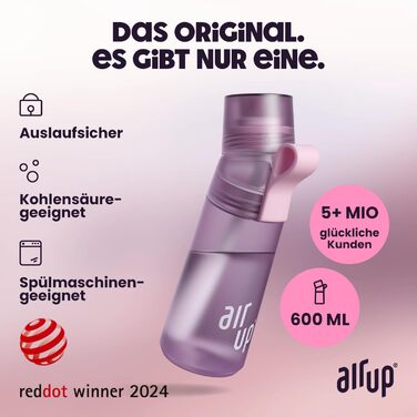 Пляшка для води air up Gen2 Starter Set Original 600 мл, із капсулами 5 смаків, без цукру, BPA-free, для пиття, фіолетова Lavender, можна мити в посудомийці