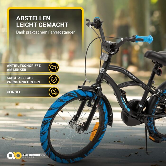 Дитяче велосипед Actionbikes 18/20/24 дюйми - V-Brake гальма, захистники, для дівчаток та хлопчиків (4-12 років)