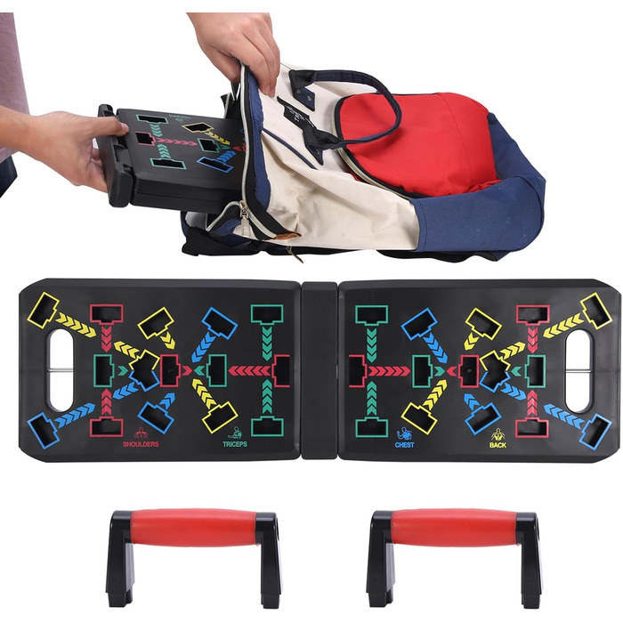 GLKEBY Тренажер для віджимань Push-Up Rack Board 15-в-1, складаний, багатофункціональний, для дому, фітнесу, портативний, регульований, з квадратною ручкою