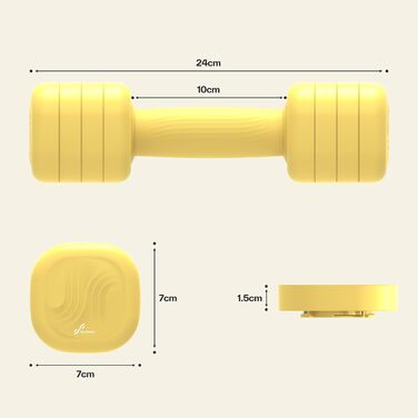 Sportneer Регульовані гантелі для жінок - комплект 2 шт. (вага 1-2.5 кг) з антиковзним TPU-покриттям, 4-в-1 комплект гантелей для фітнесу вдома, домашній спортзал та силові тренування (жовтий)