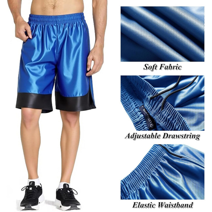 Шорти спортивні чоловічі LeeHanTon, 4 шт. в наборі: швидковисихаючі, легкі, для баскетболу з глибокими кишенями, еластичний пояс