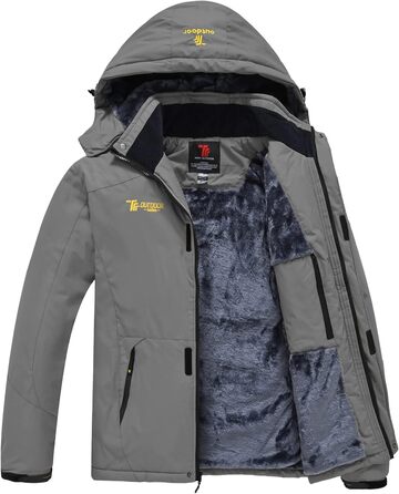 Чоловіча зимова куртка Jacken з флісовою підкладкою, водонепроникна, дихаюча, тепла, вітрозахисна, софтшелл знімним капюшоном, сіра (L)