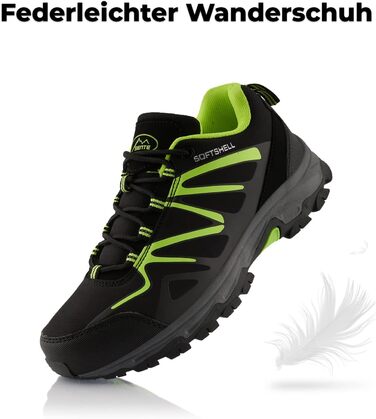 Черевики для піших прогулянок для жінок та чоловіків, дихаючі трекінгові черевики, чорно-зелені, 37 EU